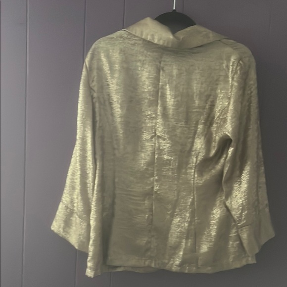 Gold Metallic Blazer with Notched Lapels M - Picture 5 of 5